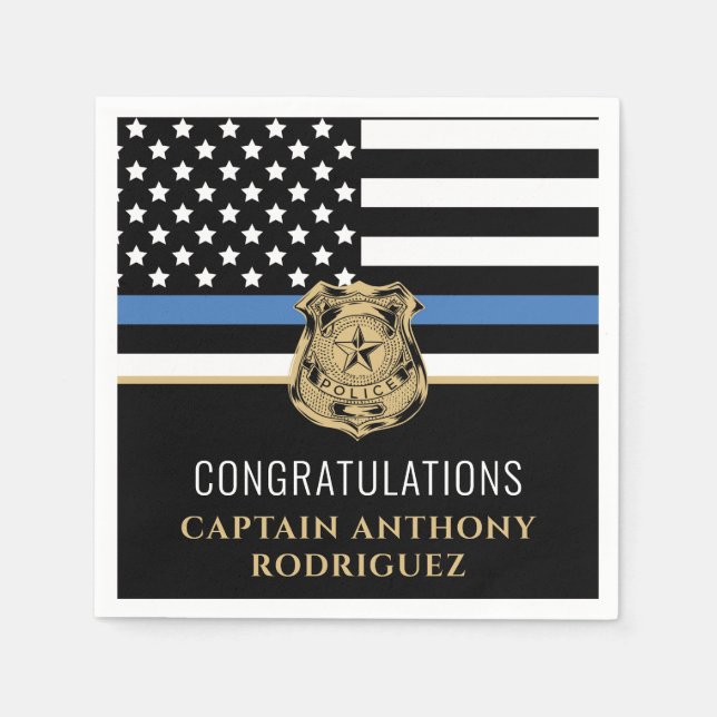 Servilleta De Papel Jubilación de la policía de la línea azul delgada (Anverso)