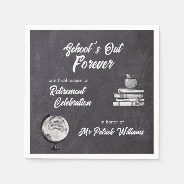 Servilleta De Papel Jubilación de profesor Chalk Blackboard Nostalgic (Anverso)