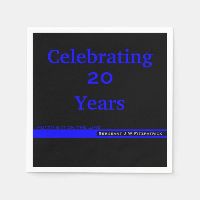 Servilleta De Papel Jubilación Delgada De La Línea Azul De La Policía  (Anverso)