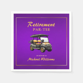 Servilleta De Papel Jubilación Elegante Tema Golf Cart Purple Gold