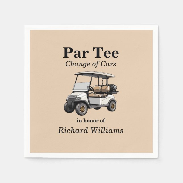 Servilleta De Papel Jubilación Gray Golf Cart Par Tee Tema (Anverso)