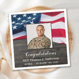 Servilleta De Papel Jubilación militar con bandera estadounidense patr