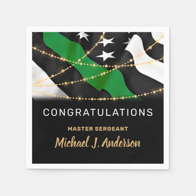 Servilleta De Papel Jubilación militar Fiesta delgado de la línea verd (Anverso)