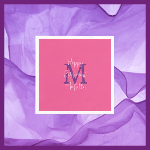 Servilleta De Papel Jubilación Monograma de nombre morado blanco rosad