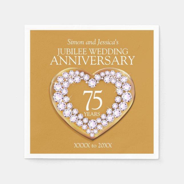 Servilleta De Papel Jubileo 75 aniversario boda nombre personalizado d (Anverso)