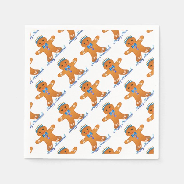 Servilleta De Papel Judaica Hanukkah Gingerbread Man Menorah (Anverso)