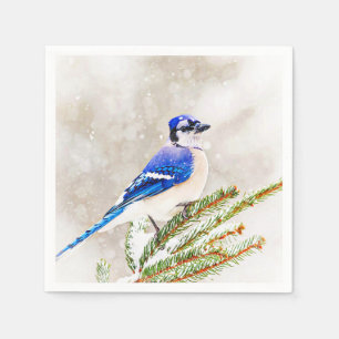 Servilleta De Papel Judía azul en un pino con nieve