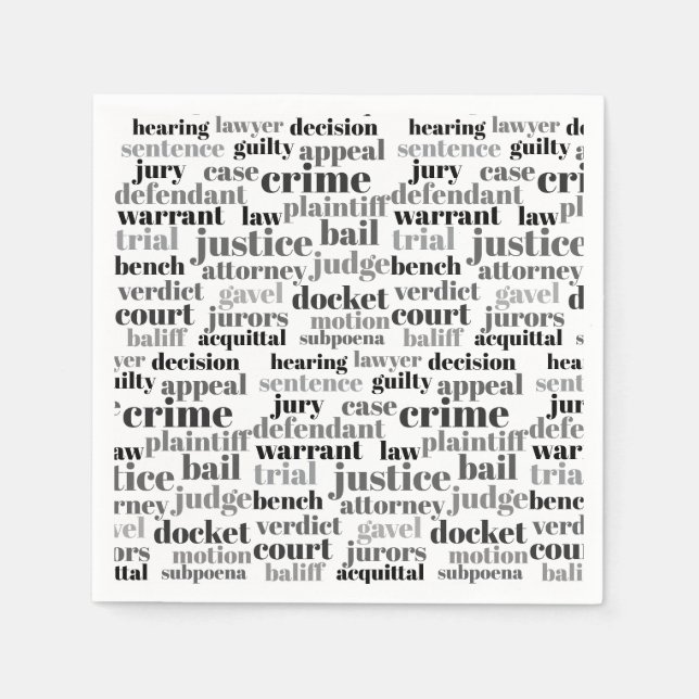 Servilleta De Papel Judicial Legal Terns Word Cloud Design (Anverso)