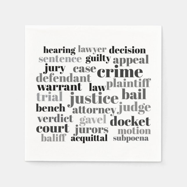 Servilleta De Papel Judicial Legal Terns Word Cloud Design (Anverso)