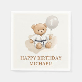 Servilleta De Papel Judo Bear Turns One" – 1st Birthday 【Black-belt】