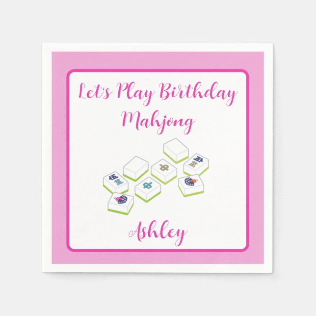 Servilleta De Papel Juega Mahjong de cumpleaños PERSONALIZAR (Anverso)