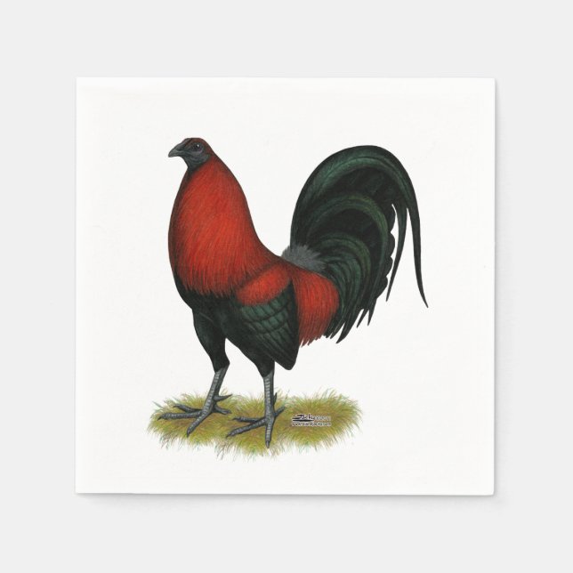 Servilleta De Papel Juego americano BB Rojo Negro Rooster (Anverso)