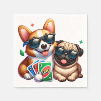 Servilleta De Papel Juego de cartas Corgi y Pug Uno