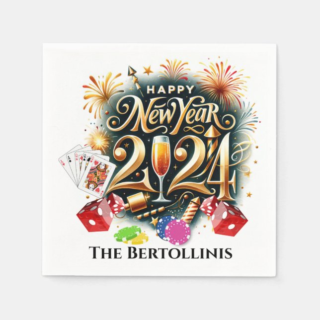 Servilleta De Papel Juego de Casino Feliz Año Nuevo (Anverso)