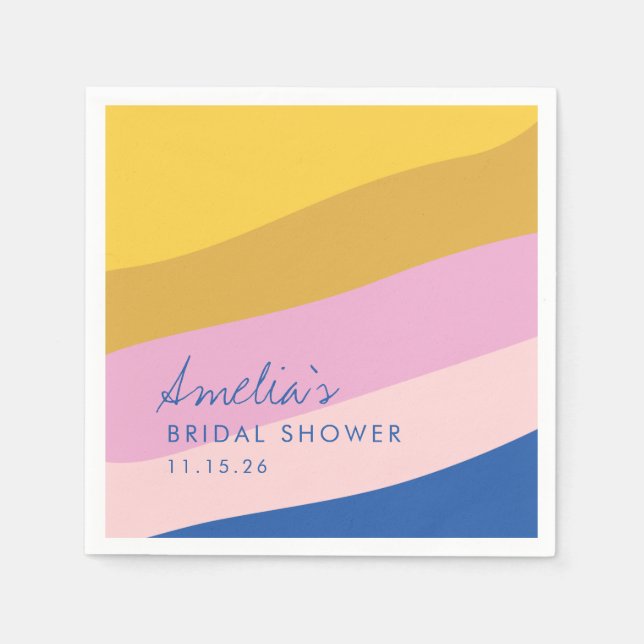 Servilleta De Papel Juego de Rayas Azules Amarillas Personalizadas par (Anverso)