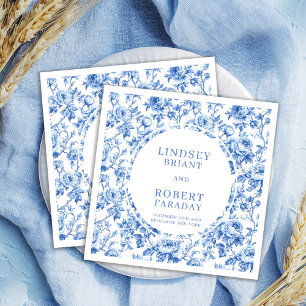 Servilleta De Papel Juego de servilletas de toile de rosas azules real