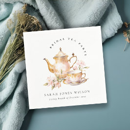 Servilleta De Papel Juego de té floral de oro rosa para fiesta de té d