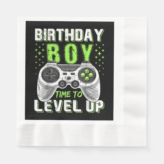 Servilleta De Papel Juego de video Level Up Birday Boy (Anverso)