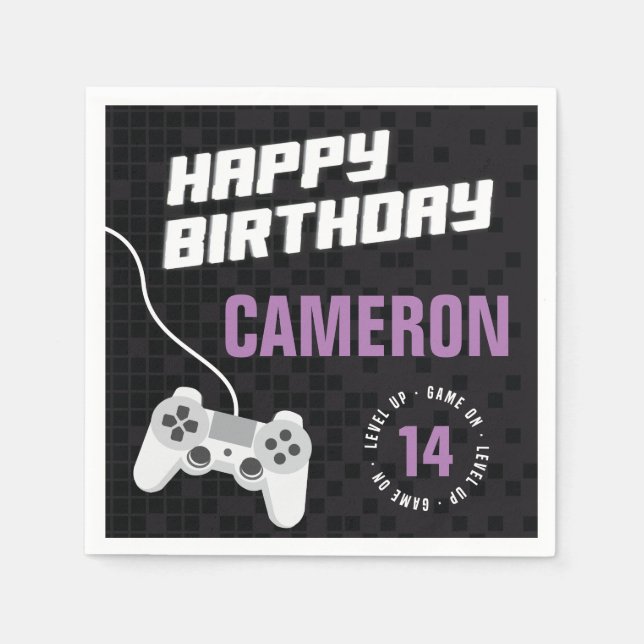 Servilleta De Papel Juego En Gaming Neon Green, Cualquier Cumpleaños D (Anverso)