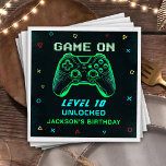 Servilleta De Papel Juego En Neon Video Game Kids Birthday Napkins<br><div class="desc">Juego En Neon Video Game Kids Birthday Napkins</div>