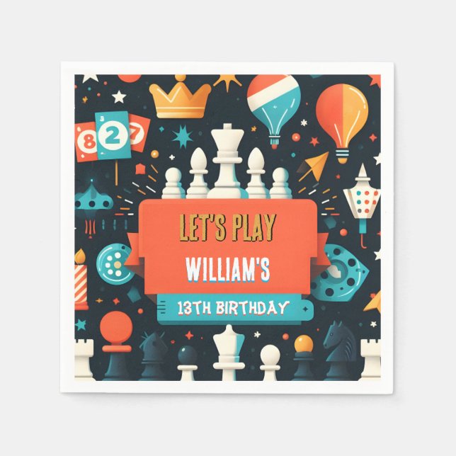 Servilleta De Papel Juego Make Chess King And Queen Game Night 13 cump (Anverso)