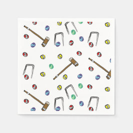 Servilleta De Papel Juegos Cute Croquet Fiesta con césped ilustrado a 