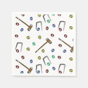 Servilleta De Papel Juegos Cute Croquet Fiesta con césped ilustrado a