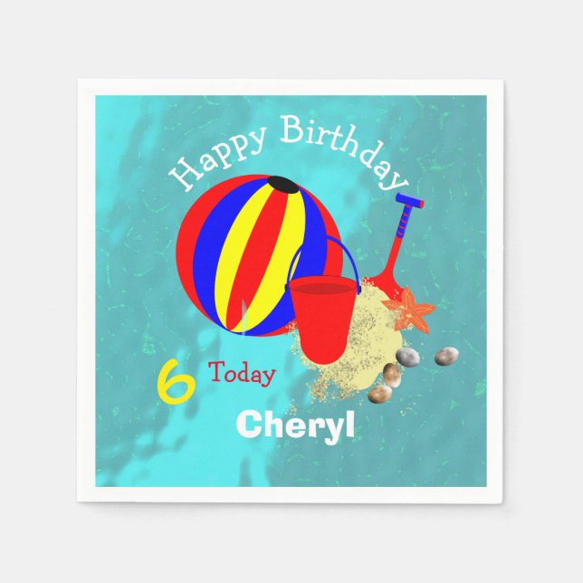 Servilleta De Papel Juegos de playa para niños divertidos personalizad (Anverso)