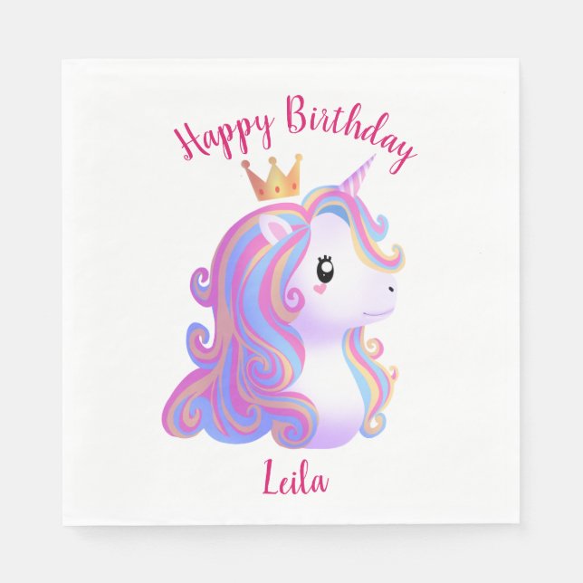 Servilleta De Papel Jueves de cumpleaños de Unicornio (Anverso)
