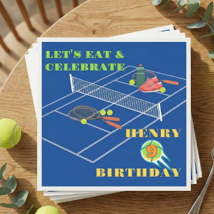 Servilleta De Papel Jugador Blue Stylish Tennis Racket Court