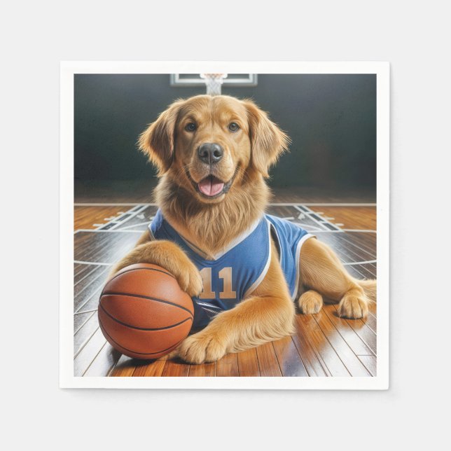 Servilleta De Papel Jugador de baloncesto Golden Retriever (Anverso)