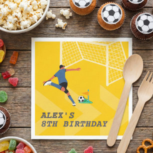 Servilleta De Papel Jugador de fútbol amarillo y juguetón cumpleaños c