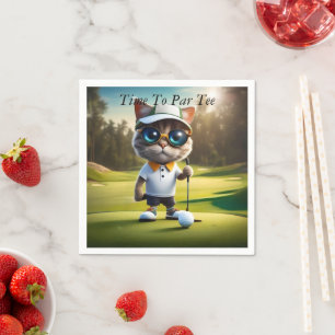 Servilleta De Papel Jugador de Golf Animado Divertido Gato,