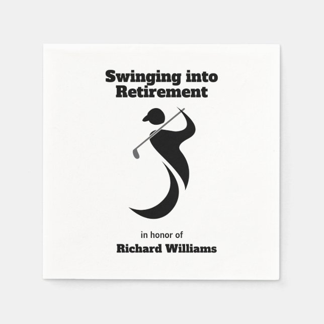 Servilleta De Papel Jugador de golf de fiesta de Jubilación balanceánd (Anverso)
