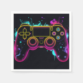 Servilleta De Papel Jugador de nivel de videojuego Neon Birthday