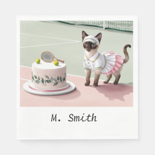Servilleta De Papel Jugador de tenis en la cancha con pastel de cumple
