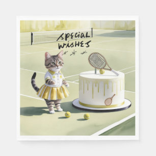 Servilleta De Papel Jugador de tenis en la cancha con pastel de cumple
