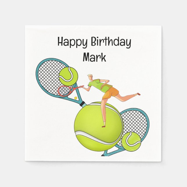 Servilleta De Papel Jugador de tenis para fiesta de cumpleaños (Anverso)
