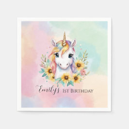 Servilleta De Papel Jugador de unicornio Cute 1er cumpleaños