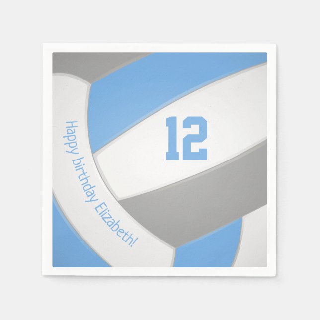 Servilleta De Papel Jugador de voleibol gris azul claro (Anverso)