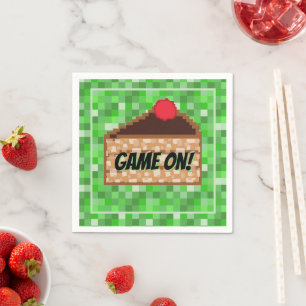 Servilleta De Papel Jugador pixelado Verde Rebanada de pastel pixelada
