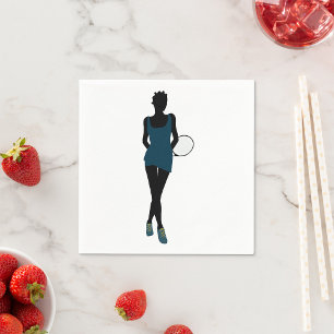 Servilleta De Papel Jugadora de Tenis Silueta Negra Femenina