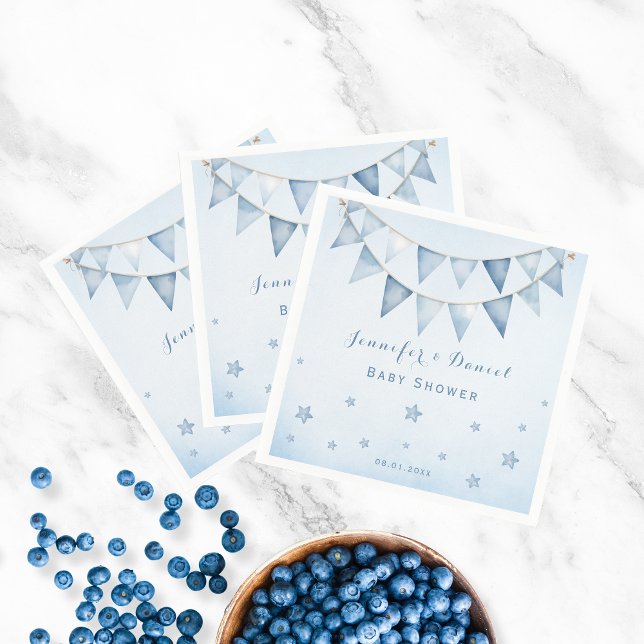 Servilleta De Papel Jugadoras estrellas de Baby Shower azul Pennant Ga (Subido por el creador)