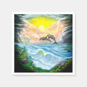 Servilleta De Papel Jugando a los delfines al sol