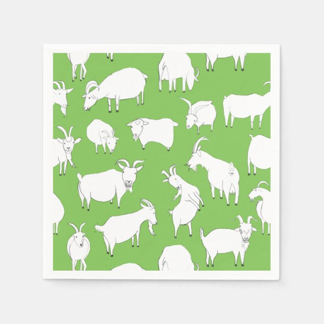 Servilleta De Papel Jugando cabras - verde (Anverso)