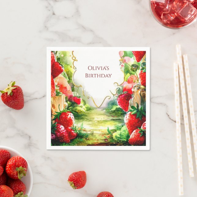 Servilleta De Papel Jugoso mágico y sensacional cumpleaños de fresa (In situ)