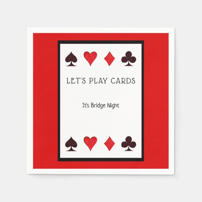 Servilleta De Papel Juguemos las tarjetas Fiesta de cócteles (Anverso)