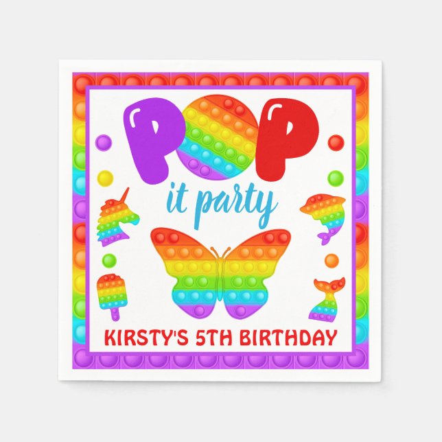 Servilleta De Papel Juguete para inquietos Pop It Arcoíris Cumpleaños (Anverso)