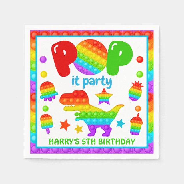 Servilleta De Papel Juguete para inquietos Pop It Arcoíris Cumpleaños (Anverso)