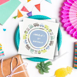 Servilleta De Papel Juguetes de Niños Azul Pastel Transporte Cumpleaño